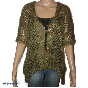 Kactus olive open knit shaggy cardigan